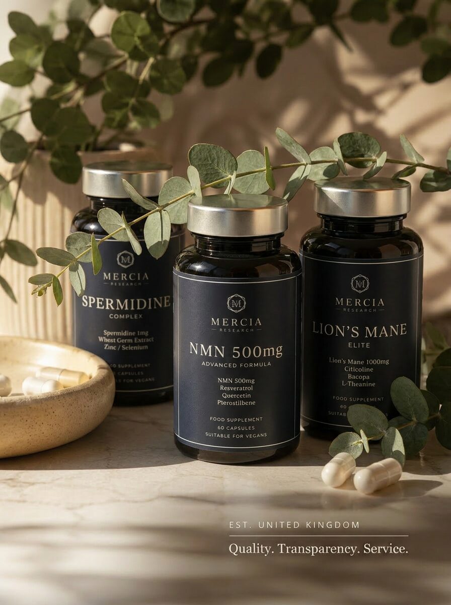 Premium nutraceutical capsules on a clean surface